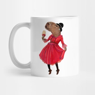 Lady Capybara wearing red dress Mug